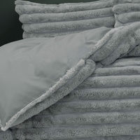 Ardor Jax Grey Chunky Faux Fur Quilt Cover Set King thumbnail