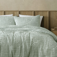 Ardor Kiewa Dusty Sage Textured Jacquard Aztec Quilt Cover Set King thumbnail