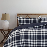 Ardor Ronan Navy Plaid Jacquard Quilt Cover Set King thumbnail