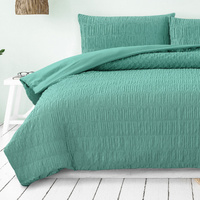 Ardor Tuscan Teal Ruched Quilt Cover Set King thumbnail