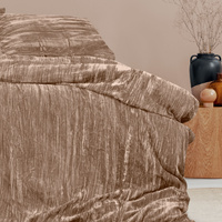 Ardor Vivienne Champagne Crushed Velvet Quilt Cover Set King thumbnail
