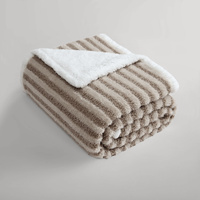 Ardor Carter Striped Boucle Throw Rug with Sherpa Reverse 130x170cm thumbnail