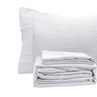 Ramesses White Pebble Wash Linen Look Alternative Sheet Set Single thumbnail