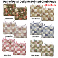Lylac Homewares Petal Delights Set of 2 Cotton Chair Pads Elsa Brown thumbnail