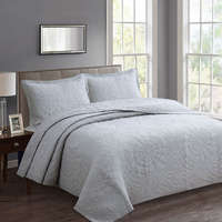 100% Cotton Lightly Quilted Coverlet Set Unity Silver Queen thumbnail