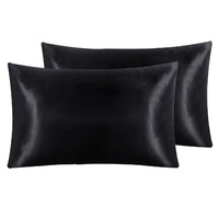 Pair of Standard Satin Silk Pillowcases with Envelope Closure 51 x 76 cm Black thumbnail