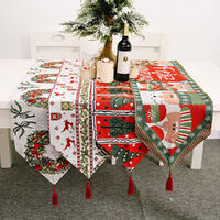 Christmas Table Runner thickened knitted Dining Tablecloth Xmas Party Decor(Santa Claus) thumbnail