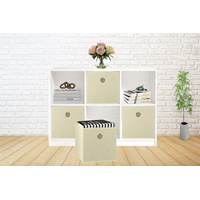 SORTI 33x33x27 CM Beige 6-Pack Foldable Storage Cubes - Fabric Bookcase Organizers for Toys and More thumbnail