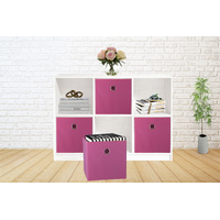 SORTI 33x33x27 CM Dark Pink 6-Pack Foldable Storage Cubes - Fabric Bookcase Organizers for Toys and More thumbnail