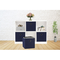 SORTI 33x33x27 CM Dark Blue 6-Pack Foldable Storage Cubes - Fabric Bookcase Organizers for Toys and More thumbnail
