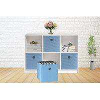 SORTI 33x33x27 CM Blue 6-Pack Foldable Storage Cubes - Fabric Bookcase Organizers for Toys and More thumbnail