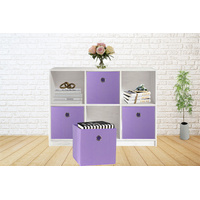 SORTI 33x33x27 CM White 6-Pack Foldable Storage Cubes - Fabric Bookcase Organizers for Toys and More thumbnail