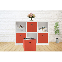 SORTI 27x28x27 CM Red 8-Pack Foldable Storage Cubes - Fabric Bookcase Organizers for Toys and More thumbnail
