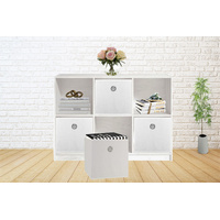 SORTI 27x28x27 CM White 8-Pack Foldable Storage Cubes - Fabric Bookcase Organizers for Toys and More thumbnail
