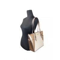 Michael Kors Women's Charlotte Large Leather Top Zip Tote Bag Purse Rose Gold - One Size thumbnail