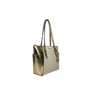 Michael Kors Women's Charlotte Large Leather Top Zip Tote Bag Purse Gold - One Size thumbnail
