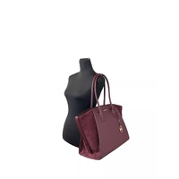 Michael Kors Women's Avril XL Suede Leather Top Zip Satchel Bag Oxblood Red - One Size thumbnail