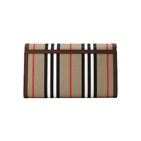Burberry Women's Hannah Icon Stripe Archive Tan E-Canvas Leather Wallet Crossbody Bag - One Size thumbnail