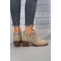 Parchment Cut Out Suede Pointed Toe Heeled Ankle Boots - 37 EU thumbnail