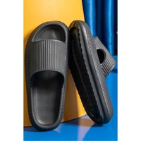 Black Hollow-out Thick Soled Slip On Slippers - 39 EU thumbnail