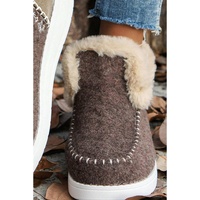 Coffee Suede Stitching Patchwork Plush Lined Anklet Boots - 40 EU thumbnail