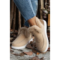 Beige Suede Stitching Patchwork Plush Lined Anklet Boots - 37 EU thumbnail