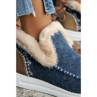 Blue Suede Stitching Patchwork Plush Lined Anklet Boots - 42 EU thumbnail