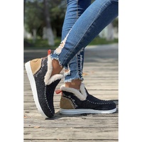 Carbon Grey Suede Stitching Patchwork Plush Lined Anklet Boots - 37 EU thumbnail