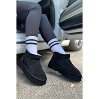 Black Faux Fur Lined Suede Ankle Snow Boots - 38 EU thumbnail