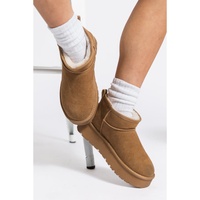 Chestnut Faux Fur Lined Suede Ankle Snow Boots - 37 EU thumbnail