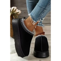 Azura Exchange Black Suede Contrast Print Round Toe Plush Lined Flats - 37 EU thumbnail