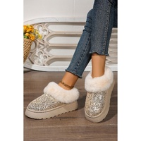 Gold Sequin Plush Lined Thick Sole Snow Boots - 37 EU thumbnail