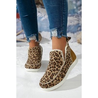 Brown Leopard Print Ankle Patched Flat Winter Fur Boots - 43 EU thumbnail