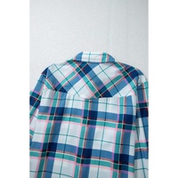 Blue Plaid Print Shirt and Shorts 2Pcs Lounge Set - XL thumbnail