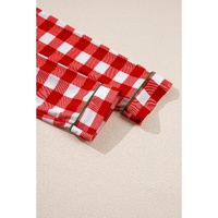 Fiery Red Christmas Plaid Print Shirt and Pants Pajama Set - L thumbnail