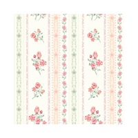 Beige Floral Print Contrast Pipping Short Pajamas Set - L thumbnail