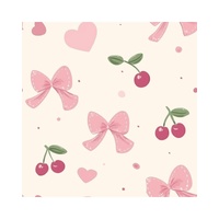 Beige Bow Fruit Print Contrast Pipping Short Pajamas Set - S thumbnail