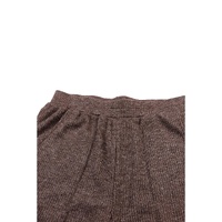 Brown Ribbed Knit Collared Henley Top and Pants Lounge Outfit - S thumbnail