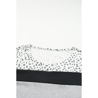 Gray Leopard Colorblock Patchwork Pullover and Shorts Set - M thumbnail