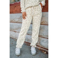 White Leopard Pullover and Drawstring Pants Lounge Set - S thumbnail