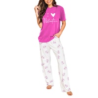 Bonbon I Love Valentine Print Tee and Pants Lounge Set - M thumbnail