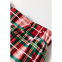 Red Christmas Plaid Allover Top and Pants Lounge Set - L thumbnail