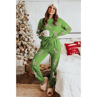 Spinach Green Sequined Christmas Cane Pattern Lounge Sweatsuit - XL thumbnail