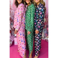 Pink Cheetah Print Shirt and Pants Pajama Set - L thumbnail