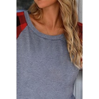 Azura Exchange Raglan Plaid Long Sleeve Top - M thumbnail