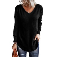 Azura Exchange V Neck Long Sleeve Knit Top - M thumbnail