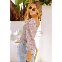 Azura Exchange Puff Sleeve Floral Smocked Top - 2XL thumbnail