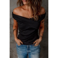 Azura Exchange Criss Cross Off Shoulder Ribbed Top - XL thumbnail