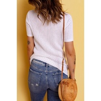 Azura Exchange Knitted Hollow-out Short Sleeve T Shirt - 2XL thumbnail