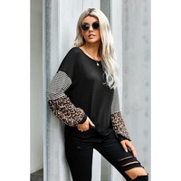 Azura Exchange Leopard Sleeve Colorblock Top - M thumbnail